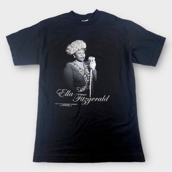 ALSTYLE APPAREL & ACTIVEWEAR Tops - NWOT Ella Fitzgerald Photo Tee Shirt Black,  Size Large